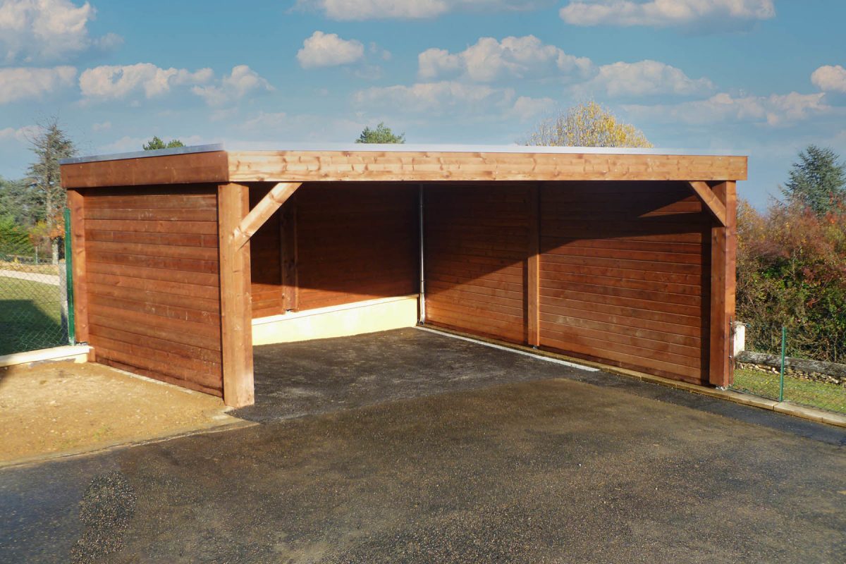 Car port bois toit plat