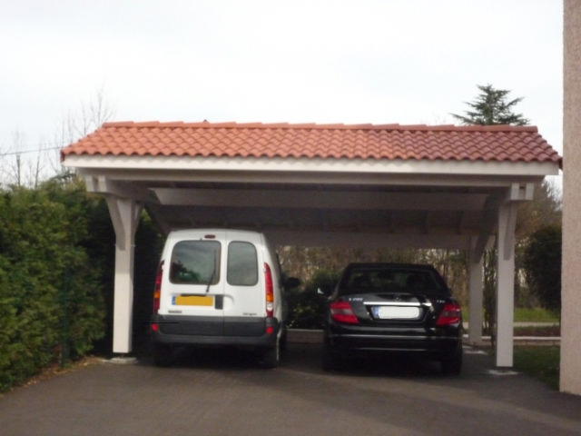 Car port bois 2 pans asymetrique