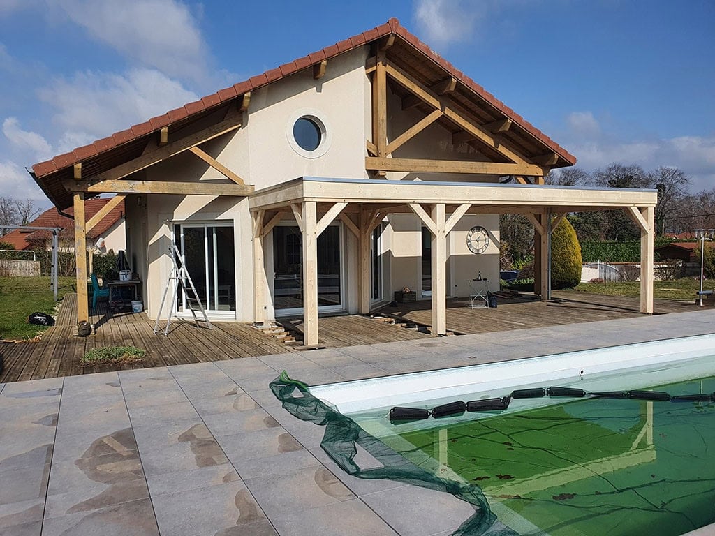 Pergola toit plat sur existant en kit